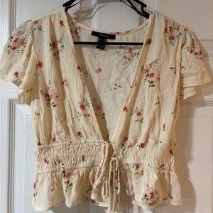 Forever 21 Cream Floral Women's Top